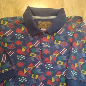 Vintage Duffel Sportswear Nautical Flags Polo Shirt